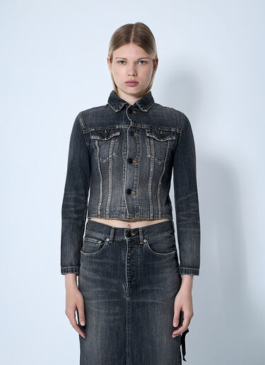 Balenciaga Lace-Up Denim Jacket Dark Grey bal0260002