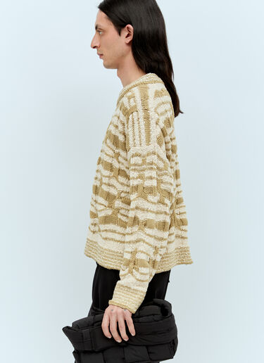 Bottega Veneta Distorted Stripe Knit Sweater Beige bov0156007