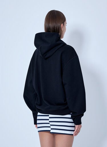 LN-CC® - Jean Paul Gaultier: Cotton Fleece Hoodie With Leather Tag Detail - Black Jean Paul Gaultier Cotton Fleece Hoodie With Leather Tag Detail Black jpg0266004