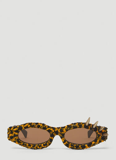 Textured Side Spike Slim Sunglasses Kuboraum Textured Side Spike Slim Sunglasses Brown kub0339002