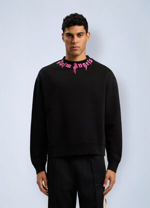 Palm Angels Neck Logo Crew Sweatshirt Black pma0162013