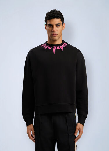 Neck Logo Crew Sweatshirt Palm Angels Neck Logo Crew Sweatshirt Black pma0162013