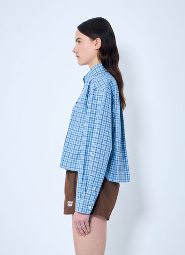 Miu Miu Check Logo Embroidery Shirt Blue miu0260001