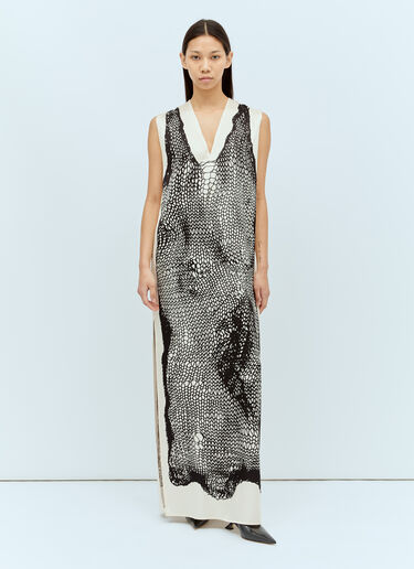 Sportmax 그래픽 프린트 맥시 원피스 크림 spx0256009