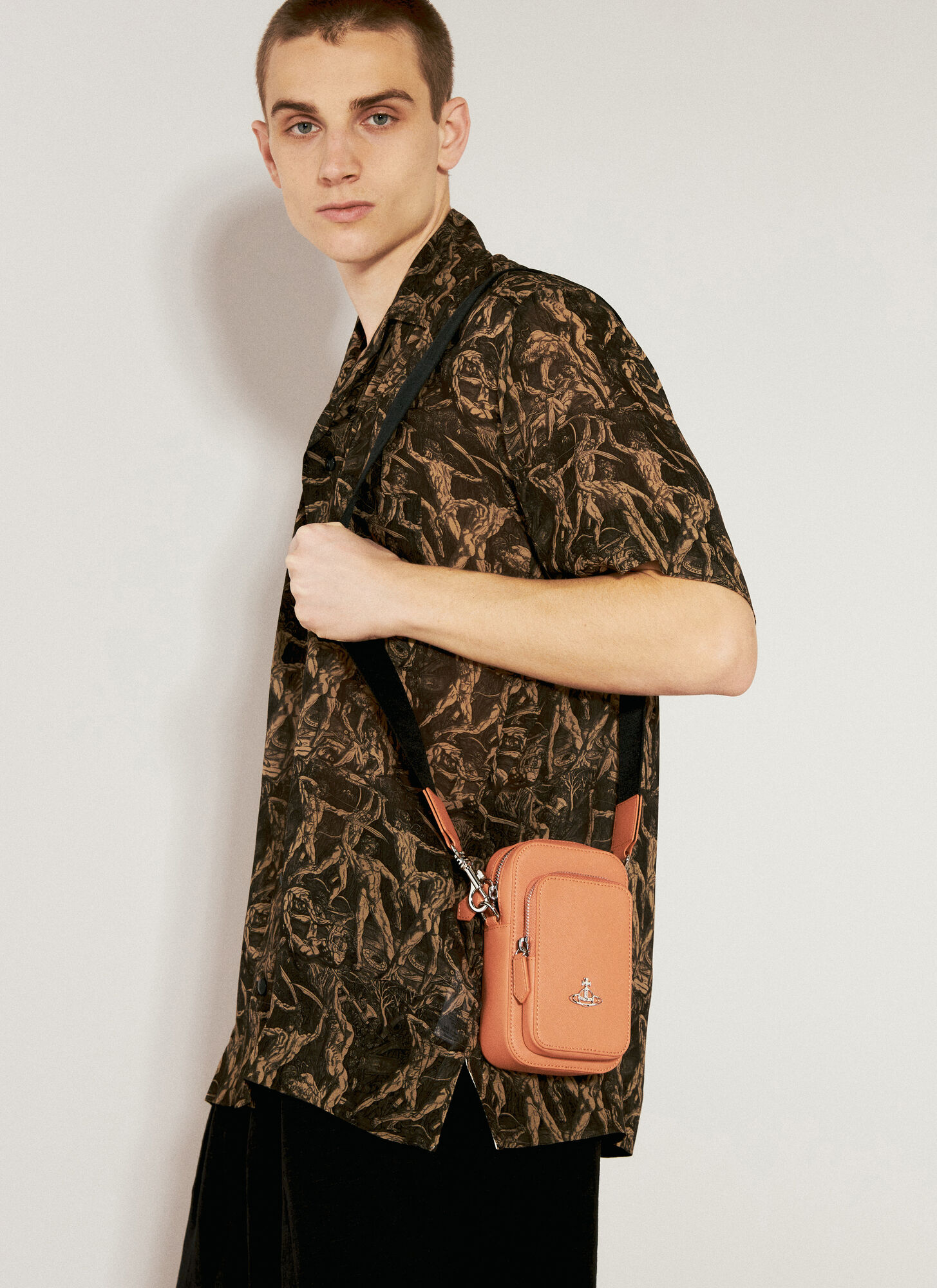 Shop Vivienne Westwood Saffiano Phone Crossbody Bag In Orange