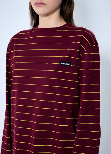 Miu Miu Striped Long-Sleeve T-Shirt Red miu0360004
