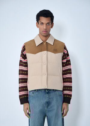 Miu Miu Padded Suede Yoke Vest Beige miu0164004