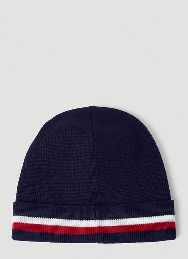 Moncler Tricolour Wool Beanie Hat Navy mon0154044