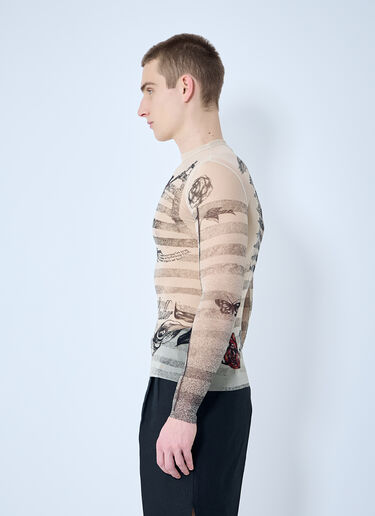 Jean Paul Gaultier Mesh Long Sleeve Top Ecru jpg0160001
