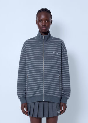 Miu Miu Fleece Zipper Jacket Grey miu0366011
