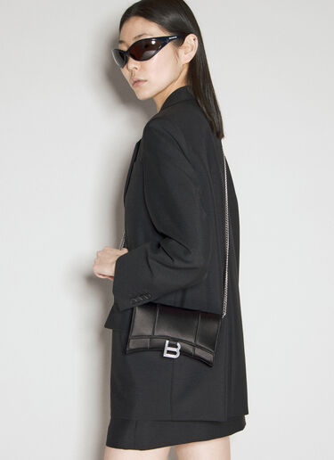 Balenciaga Hourglass Wallet On Chain Black bal0255079