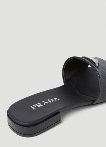 Prada Logo Plaque Block Heel Sandals Black pra0253009