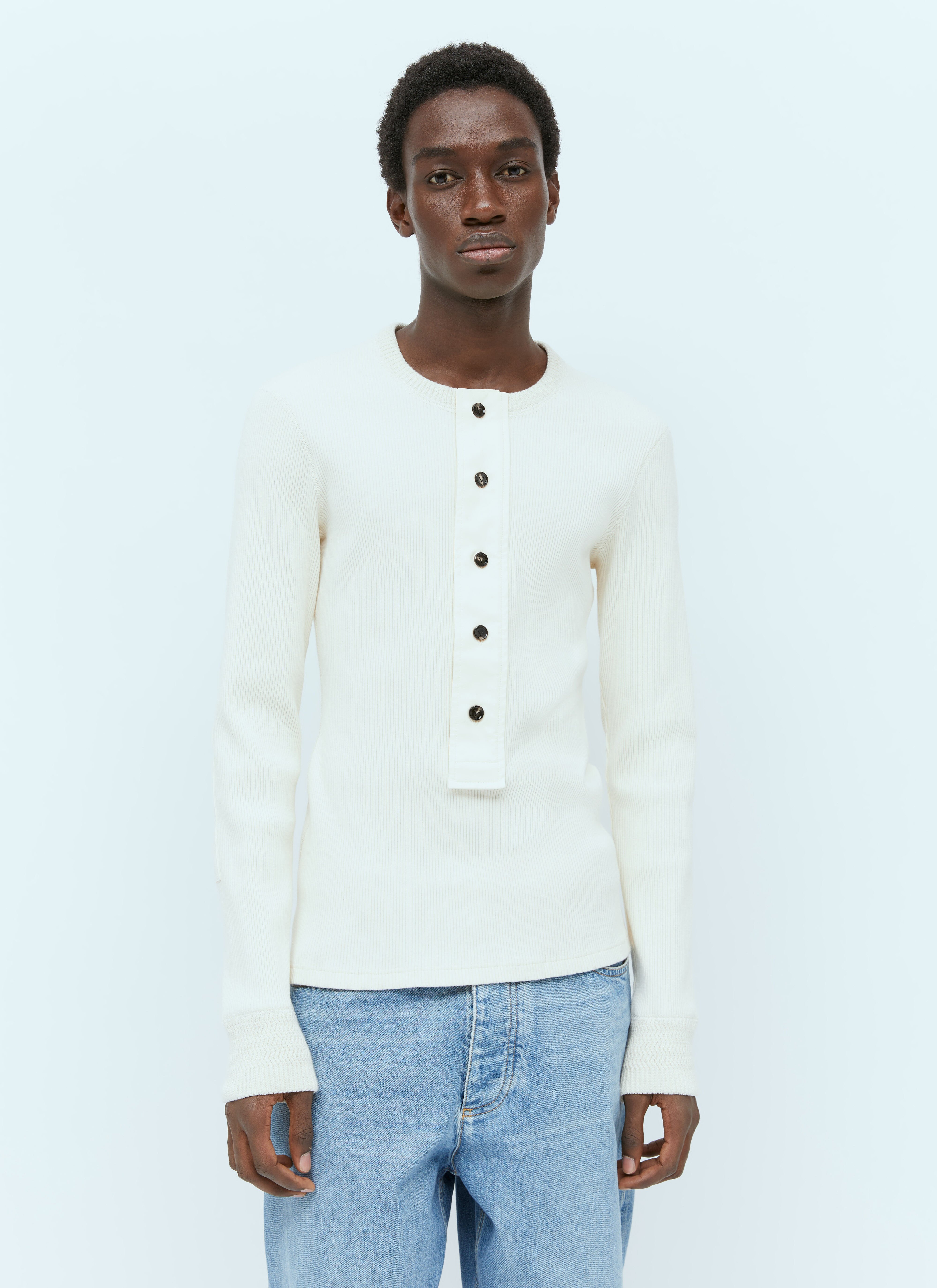 Bottega Veneta Raised Placket Sweater White bov0156002
