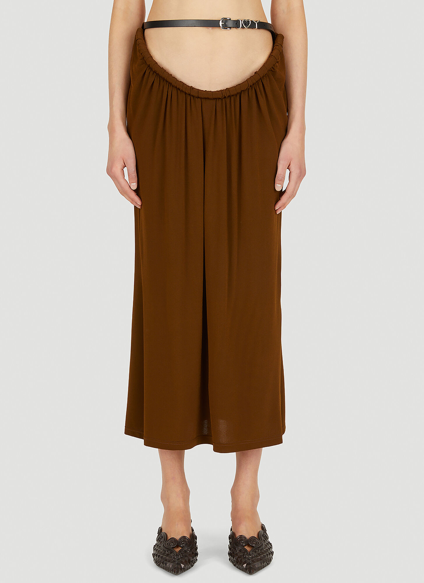 Shop Y/project Belted Arc Skirt In Brown