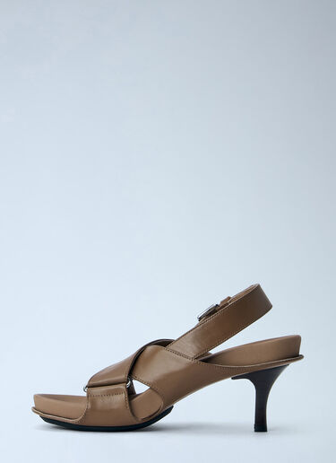 LN-CC® - Marni: Leather Slingback Sandals - Brown Marni Leather Slingback Sandals Brown mni0266008