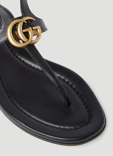 Gucci Double G Thong Leather Sandals Black guc0253132