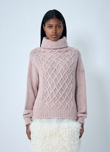 Moncler Wool-Blend Cable Knit Sweater Pink mon0262025