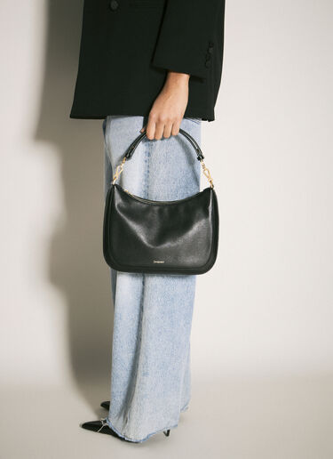 Saint Laurent Logo Print Shoulder Bag Black sla0258047