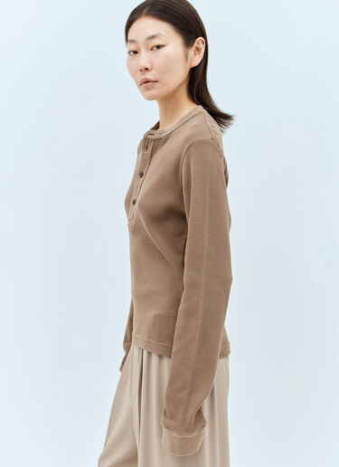 Acne Studios ワッフルニットボタンアップトップス ブラウン acn0257022