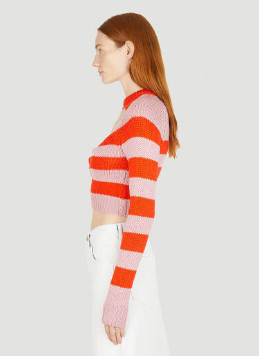 Marni Cut Out Striped Knit Top Pink mni0251011