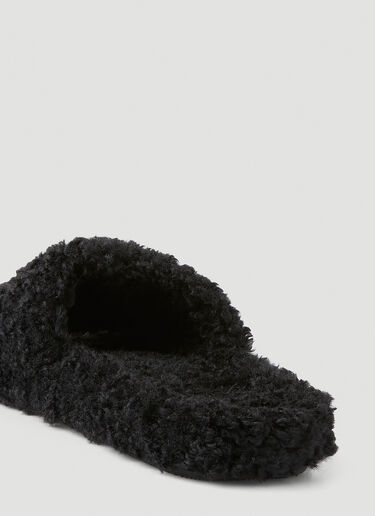 Balenciaga Furry Faux Shearling Slides Black bal0147021