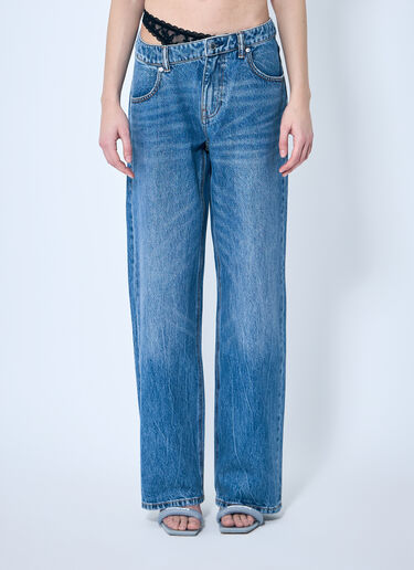 Alexander Wang Dip-Side Jeans With Exposed Lace Underwear Blue awg0259028