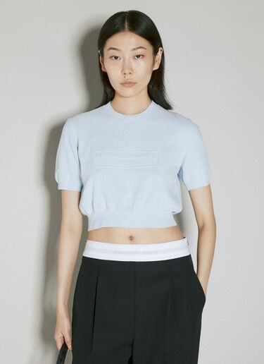 Alexander Wang Embossed Logo Ribbed T-Shirt Blue awg0253055