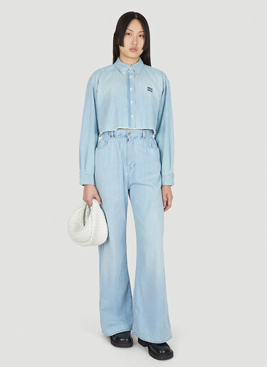 Miu Miu Cropped Denim Shirt Blue miu0250028