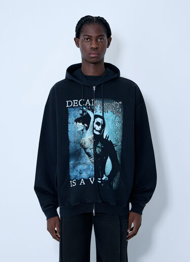 Vetements Cof Cut-Up Zip-Up Hooded Sweatshirt Black vet0162001