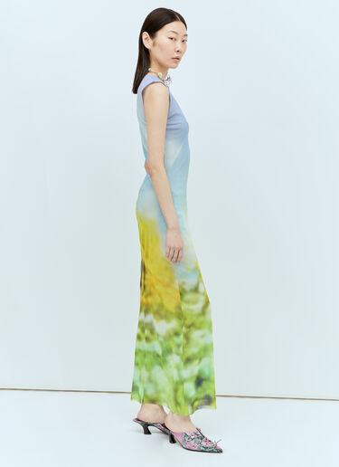 Acne Studios Blurred Print Maxi Dress Purple acn0256010