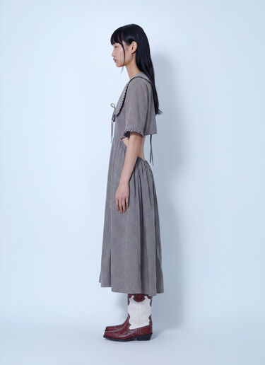 LN-CC® - GANNI: Check Cotton Cut Out Midi Dress - Brown GANNI Check Cotton Cut Out Midi Dress Brown gan0265002