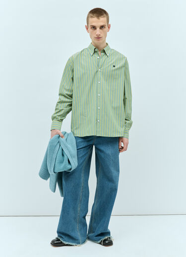 Acne Studios Stripe Button-Up Shirt Green acn0155006