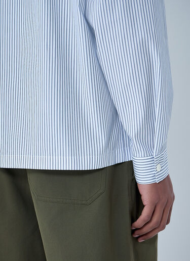 Prada Zip-Front Stripe Shirt Blue pra0164033