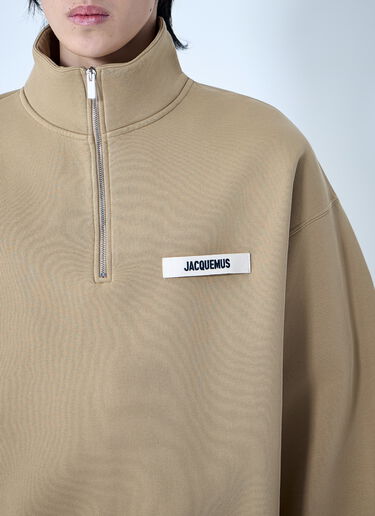 Jacquemus Le Camionneur Gros Grain Zip Sweatshirt Beige jac0164026
