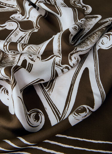 Max Mara Geometric Print Silk Scarf Dark Brown max0265095