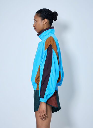 LN-CC® - Saint Laurent: High-Neck Windbreaker Jacket - Light Blue Saint Laurent High-Neck Windbreaker Jacket Light Blue sla0263121