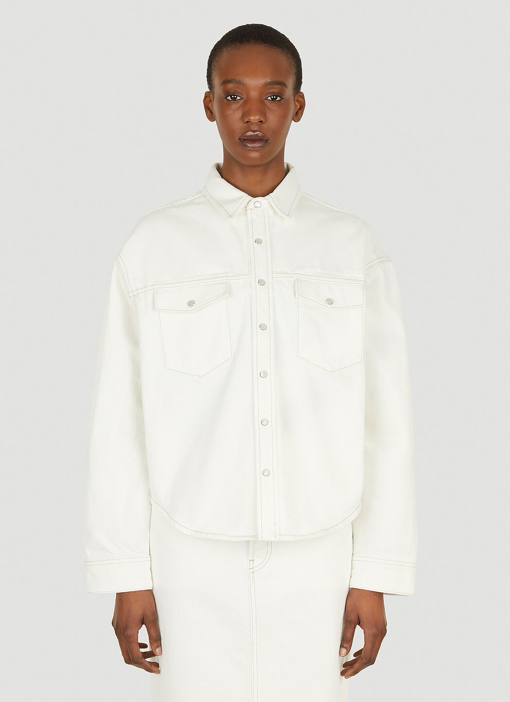 WARDROBE.NYC Boxy Denim Jacket in White LN CC
