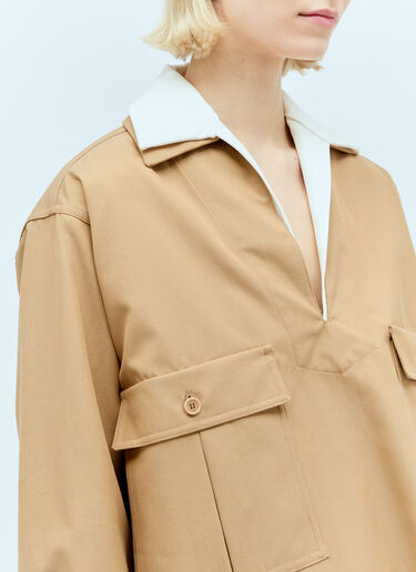 Max Mara 오버사이즈 캔버스 블라우스 브라운 max0256069