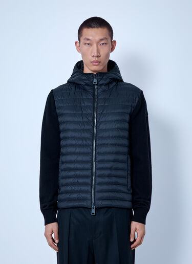 LN-CC® - Moncler: Padded Cashmere Blend Cardigan - Black Moncler Padded Cashmere Blend Cardigan Black mon0166017
