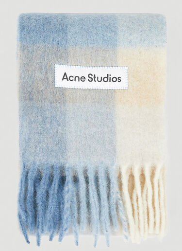 Acne Studios Logo Patch Check Scarf Blue acn0250095