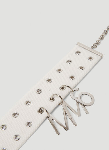 MM6 Maison Margiela Logo Pendant Choker Necklace White mmm0249044