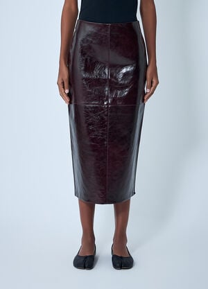 Sportmax Leather Midi Skirt Bordeaux spx0262005