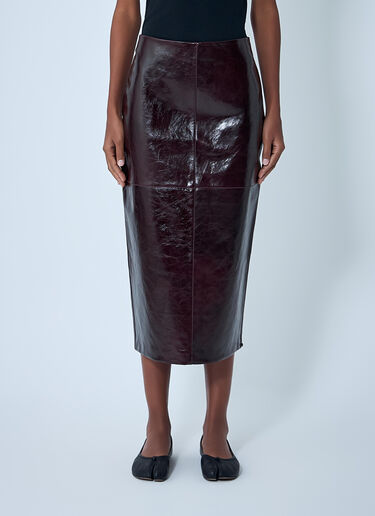 Sportmax Leather Midi Skirt Bordeaux spx0262005