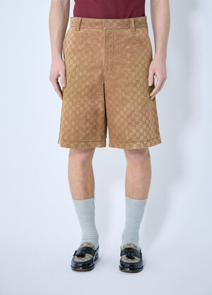 RIER Embossed GG Suede Shorts Beige rrr0160017
