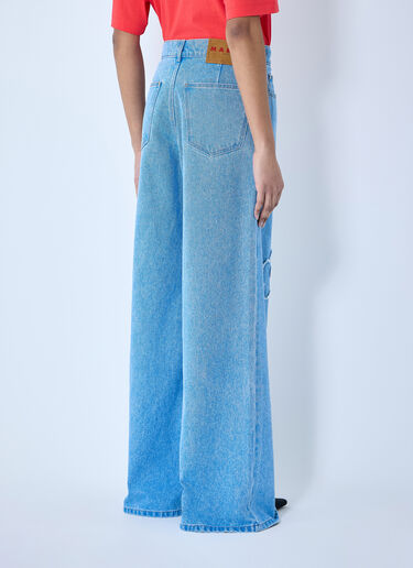 Marni Denim Jeans With Flower Motif Blue mni0259007