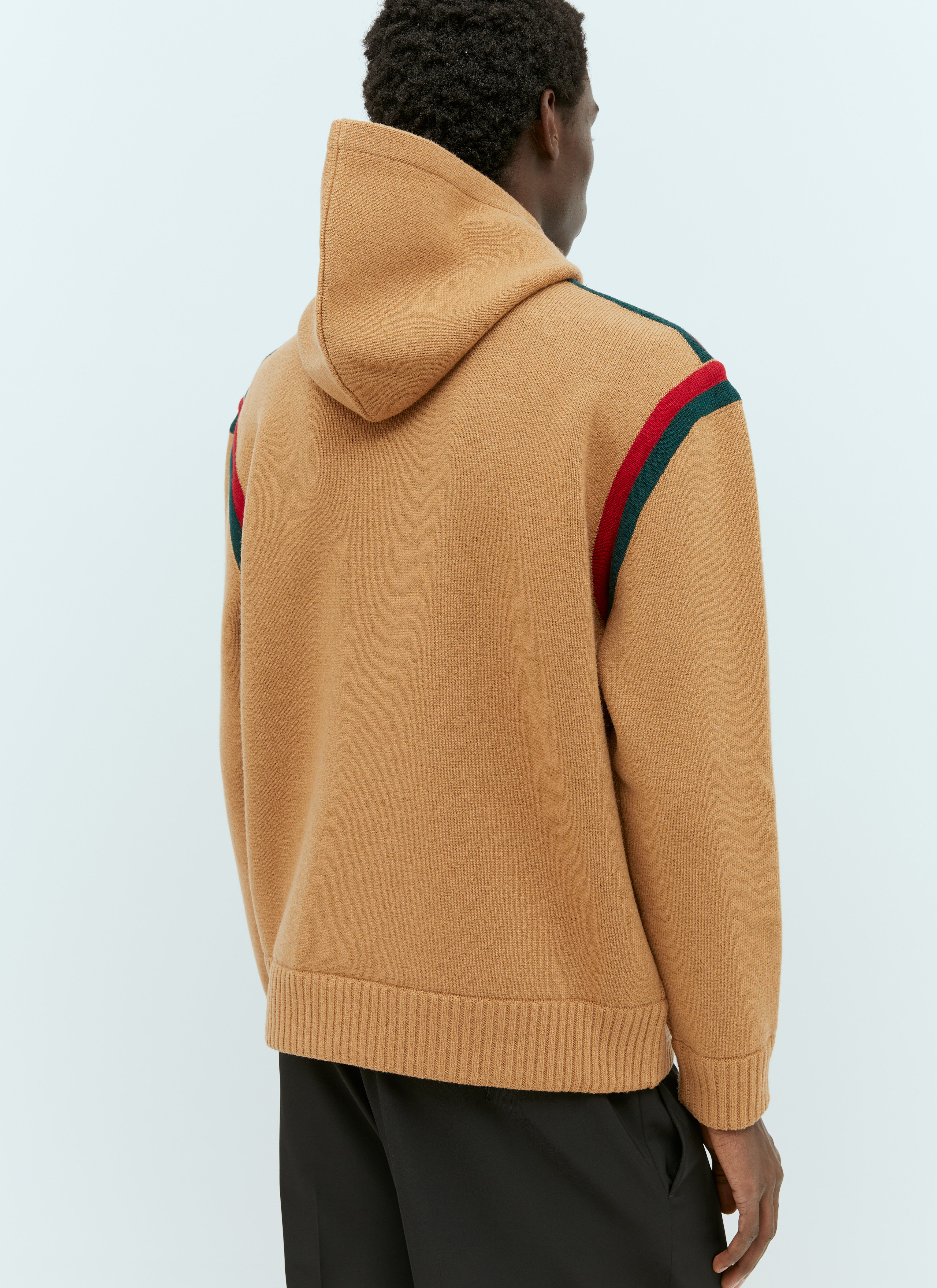 Gucci Men s Wool Knit Hooded Sweatshirt in Brown LN CC