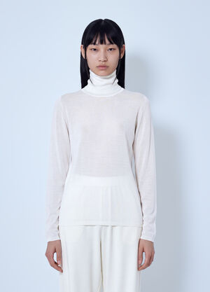 Max Mara Sheer Turtleneck Top White max0266029