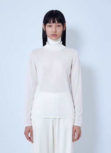 LN-CC® - Max Mara: Sheer Turtleneck Top - White Max Mara Sheer Turtleneck Top White max0266029