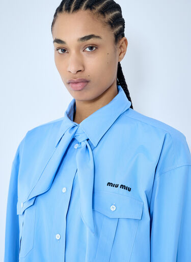 Miu Miu Poplin Shirt With Scarf Blue miu0360001
