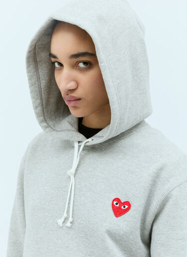 Comme Des Garçons PLAY Logo Patch Hooded Sweatshirt Grey cpl0355024